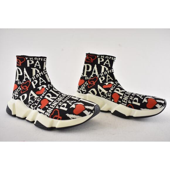 Balenciaga Women's Speed Sock Trainer White Black Red Paris Runner Sneakers 36 - Picture 3 of 11